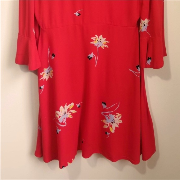Free People Red V-neck Time On My Side Floral Print Wrap Dress - Picture 7 of 8